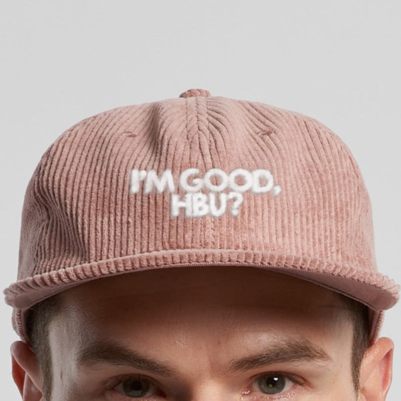 I'M GOOD HAZY PINK CORDUROY HAT